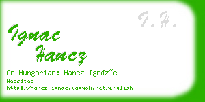 ignac hancz business card